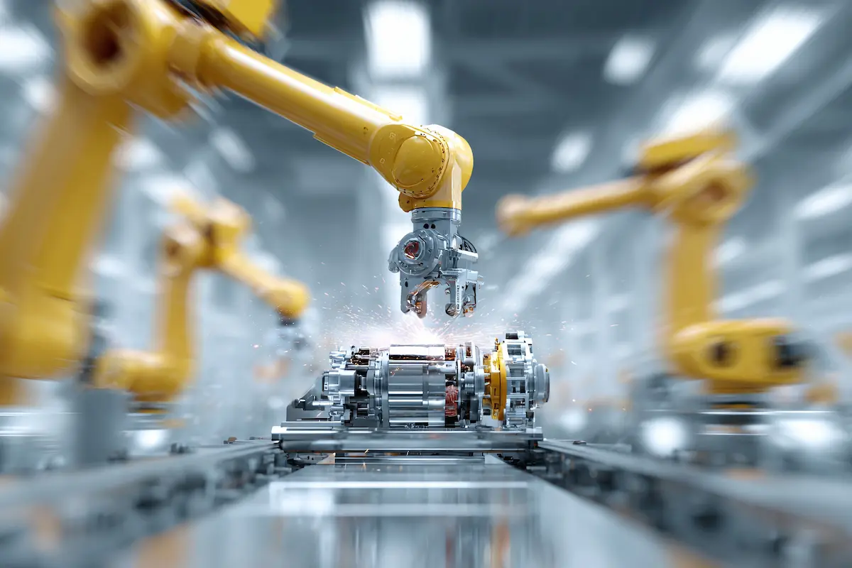 Robotic arm on manufacturing floor