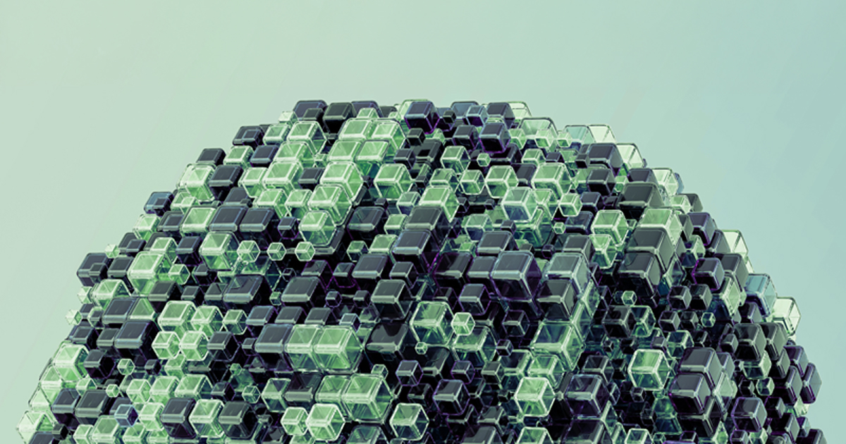 Abstract visualization of interconnected cubes representing layered supply chain disruptions and risk signals.