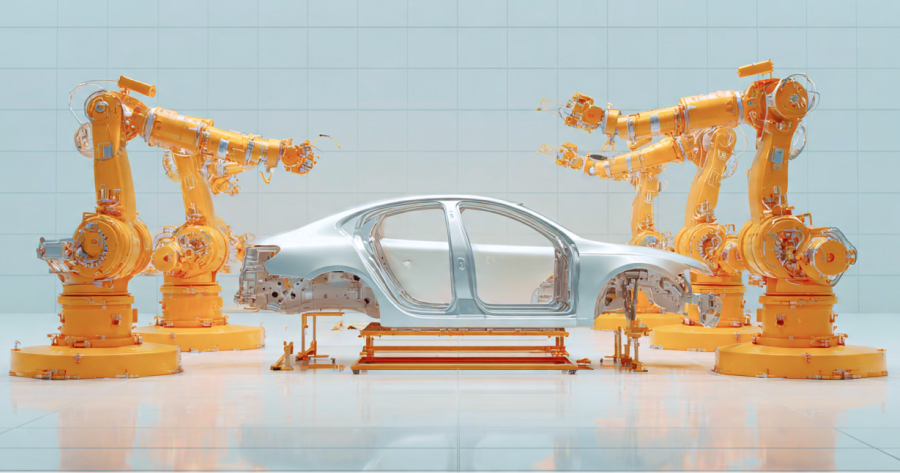 Image of a car with robotic machinery